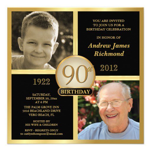 90th Birthday Personalized Invitations