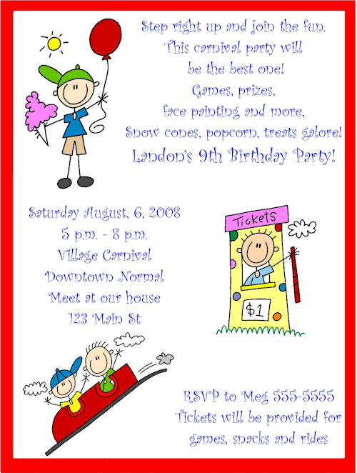 Amusement Park Birthday Invitations