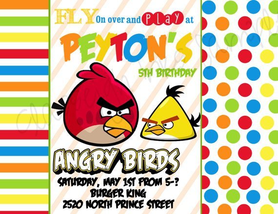Angry Birds Birthday Invitation Wording