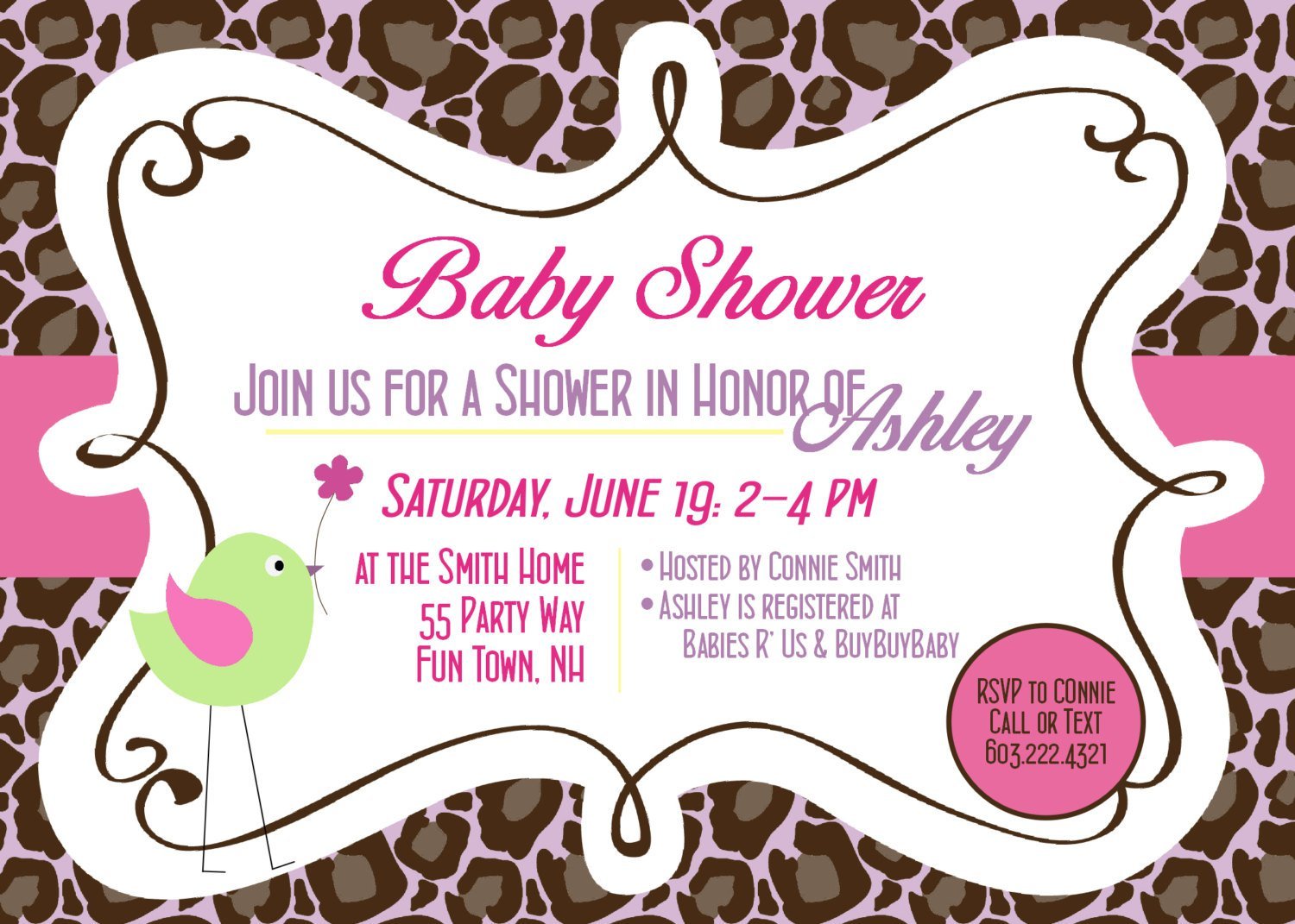 Animal Print Baby Shower Invitations