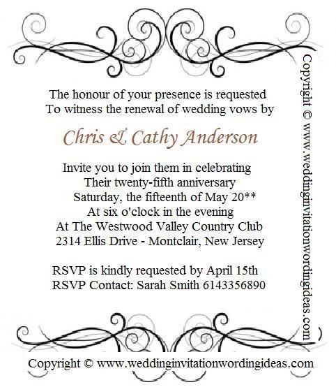 Anniversary Party Invitation Wording Parents