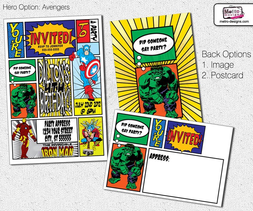 Avengers Birthday Party Invitations