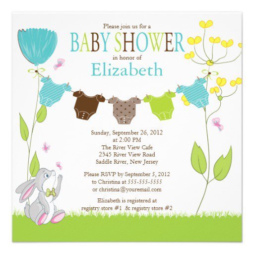 Baby Boy Shower Invitations Clothesline