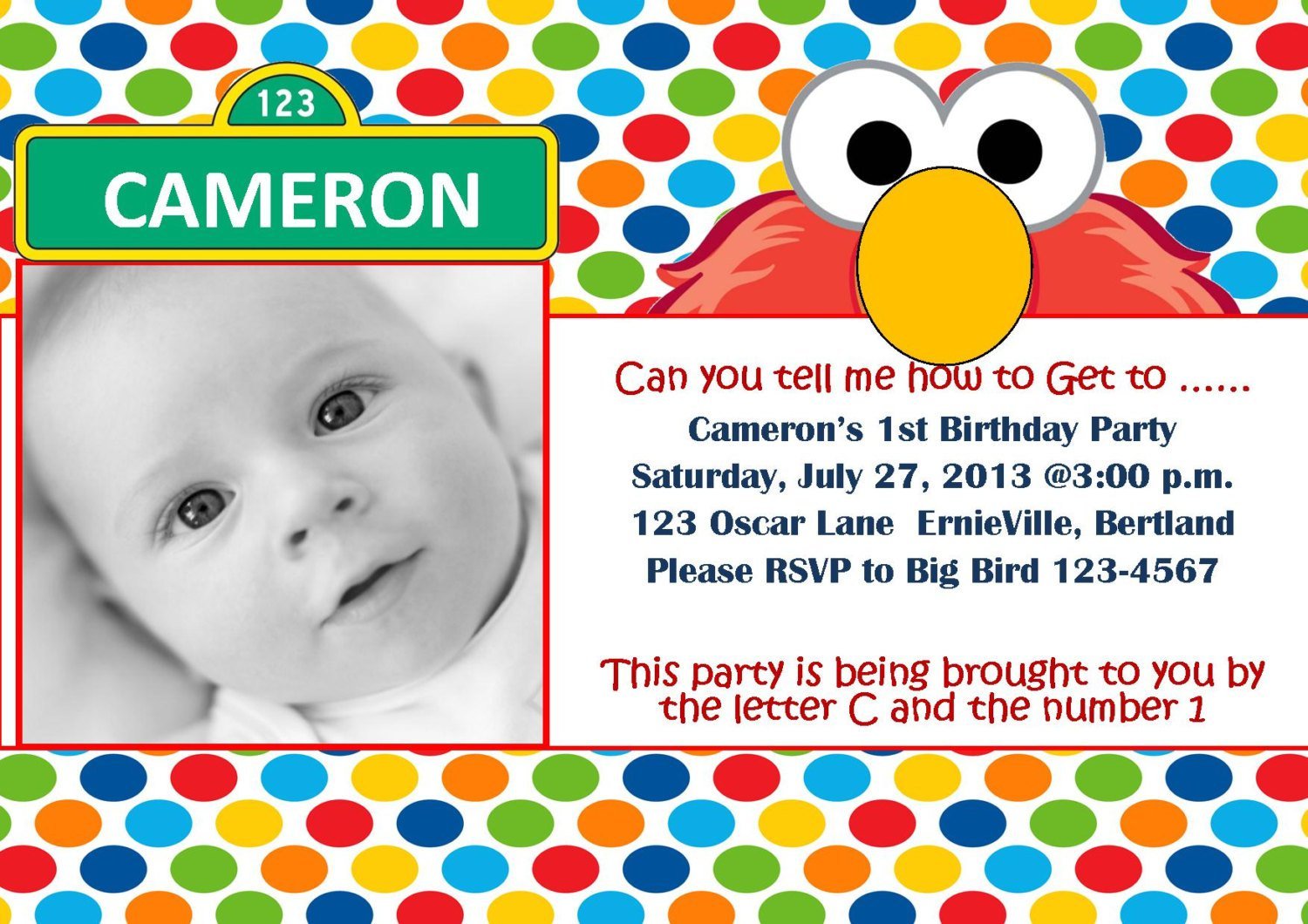 Baby Elmo 1st Birthday Invitations