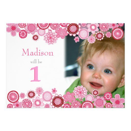 Baby Pink First Birthday Invitations