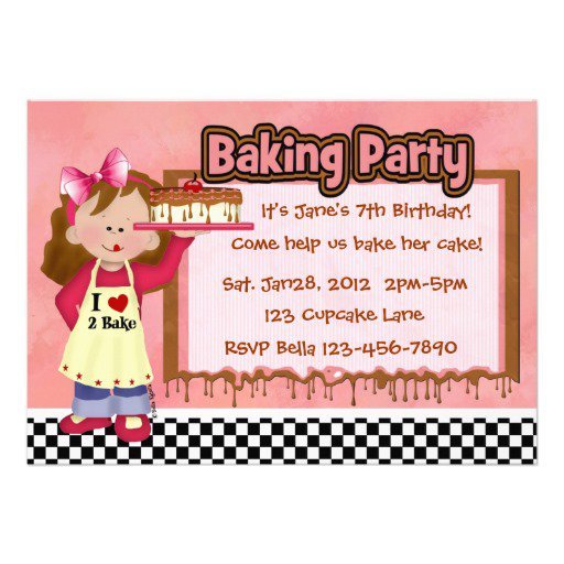 Baking Girl Birthday Party Invitations