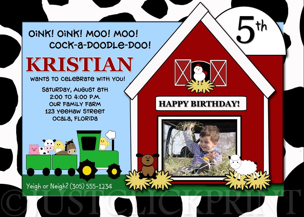 Barnyard Birthday Invitations With Photo