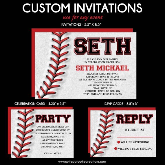 Baseball Bar Mitzvah Invitations