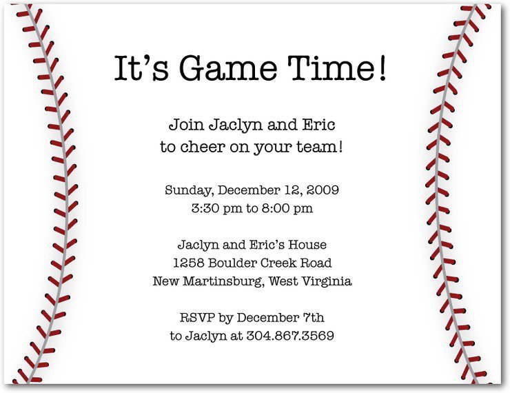 Baseball Party Invitation Wording