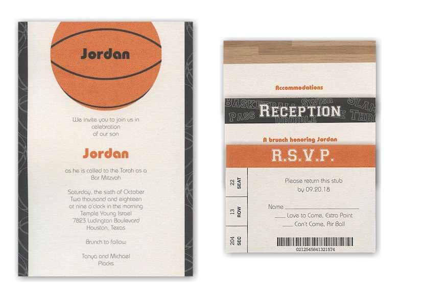 Basketball Bat Mitzvah Invitations