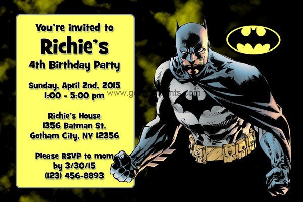 Batman Birthday Party Invitation Wording