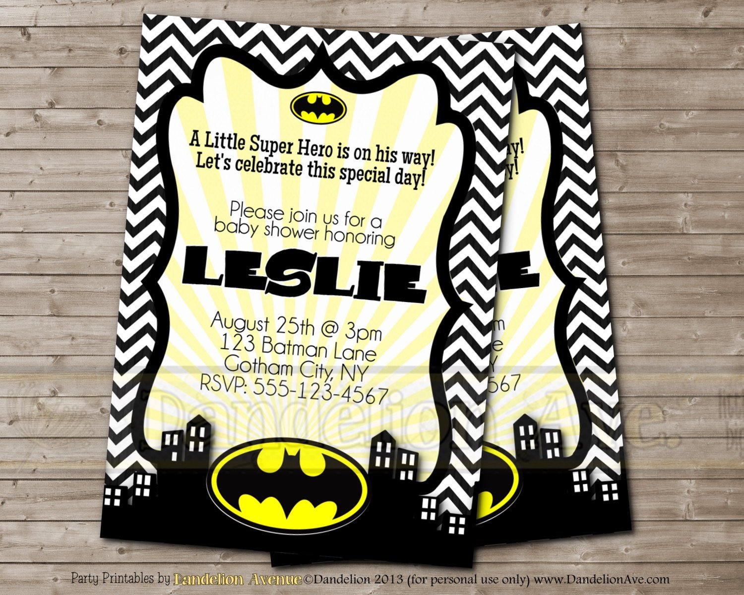 Batman Printable Baby Shower Invitations