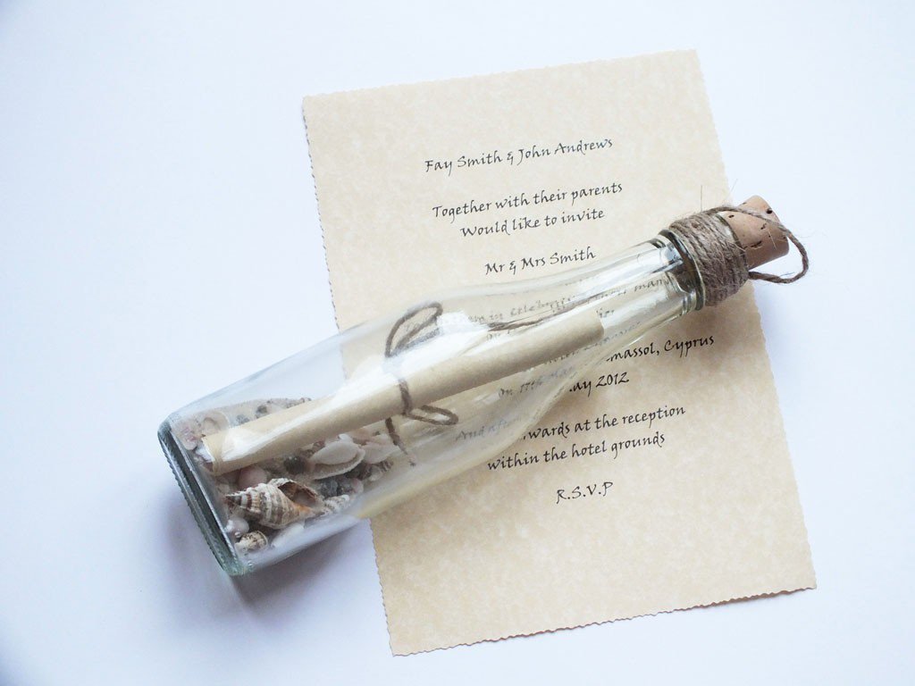 Beach Wedding Invitations Message In A Bottle Uk