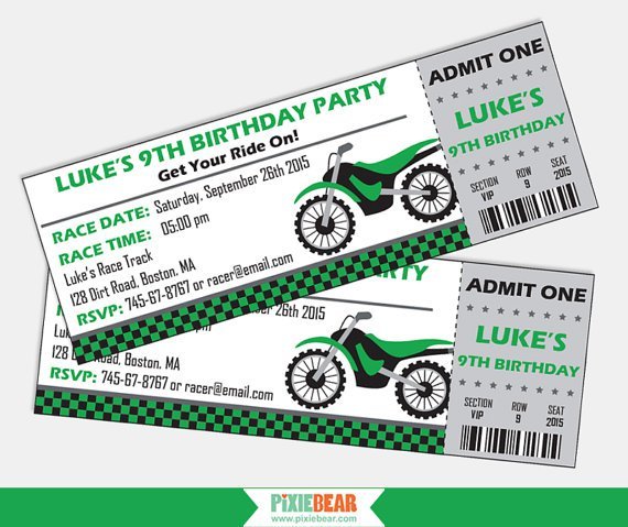 Bike Birthday Invitations Free