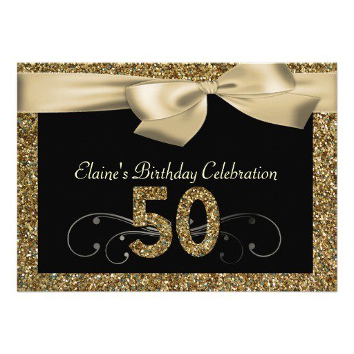 Black And Gold 50th Birthday Invitations