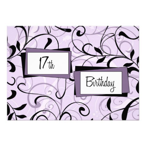 Black And White 17th Birthday Invitation