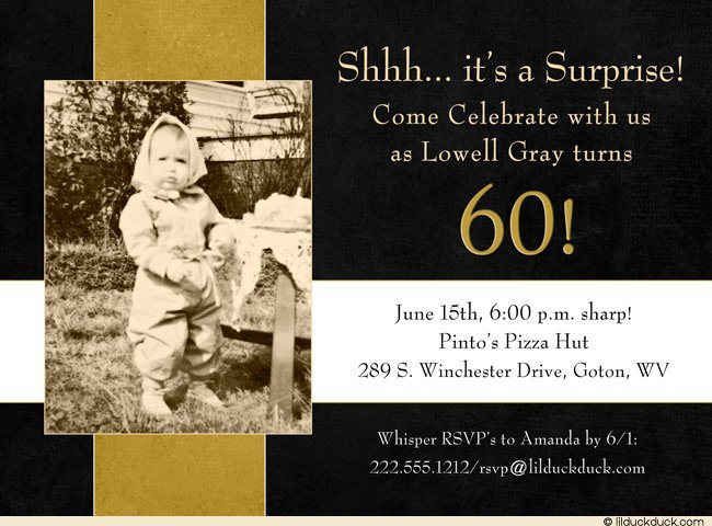 Black And White 60th Birthday Party Invitations