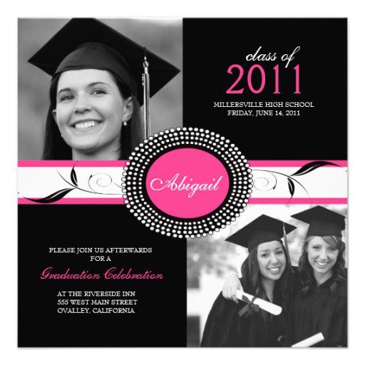 Black And White Graduation Party Invitations