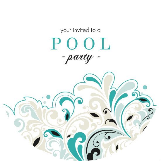 Black And White Pool Party Invitations