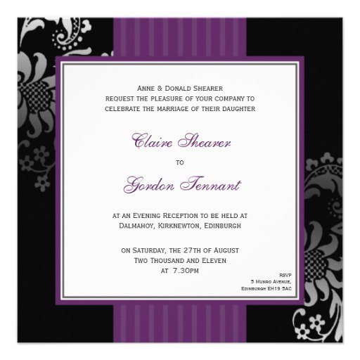 Black And White Wedding Evening Invitations