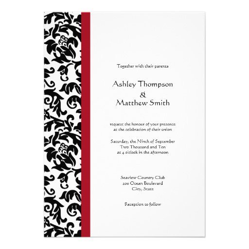 Black Damask Wedding Invitation Template