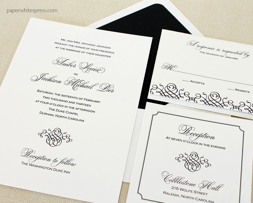 Black White And Blush Wedding Invitations