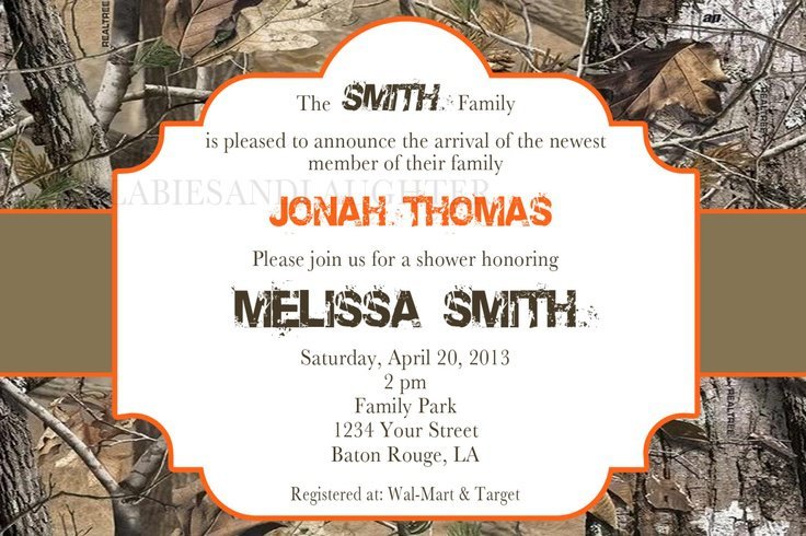Blank Camo Baby Shower Invitations