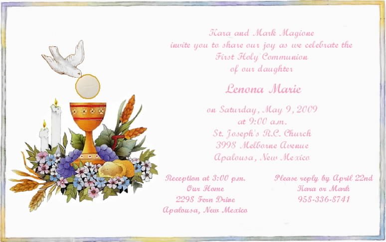 Blank Invitation Templates For Communion