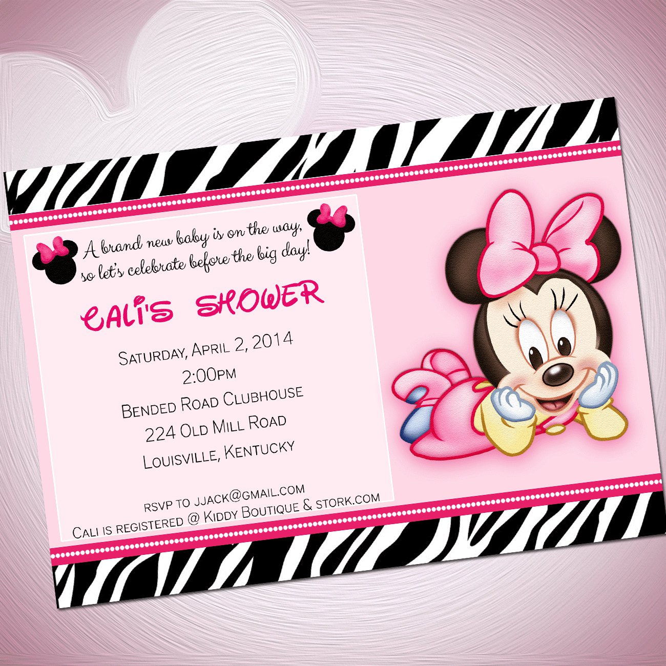 Blank Minnie Mouse Baby Shower Invitations