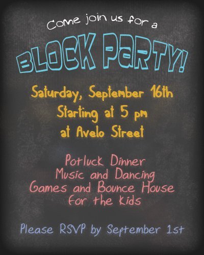 Block Party Invitation Samples