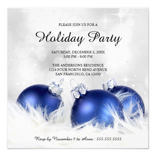 Blue And Silver Christmas Invitation Templates