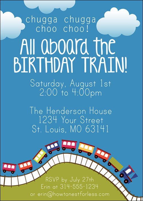 Blue Birthday Party Invitations Blank