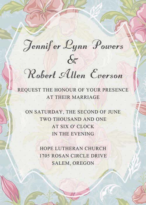 Blue Spring Wedding Invitations