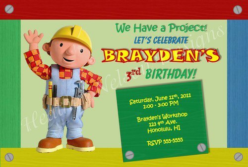 Bob The Builder Invitations Templates