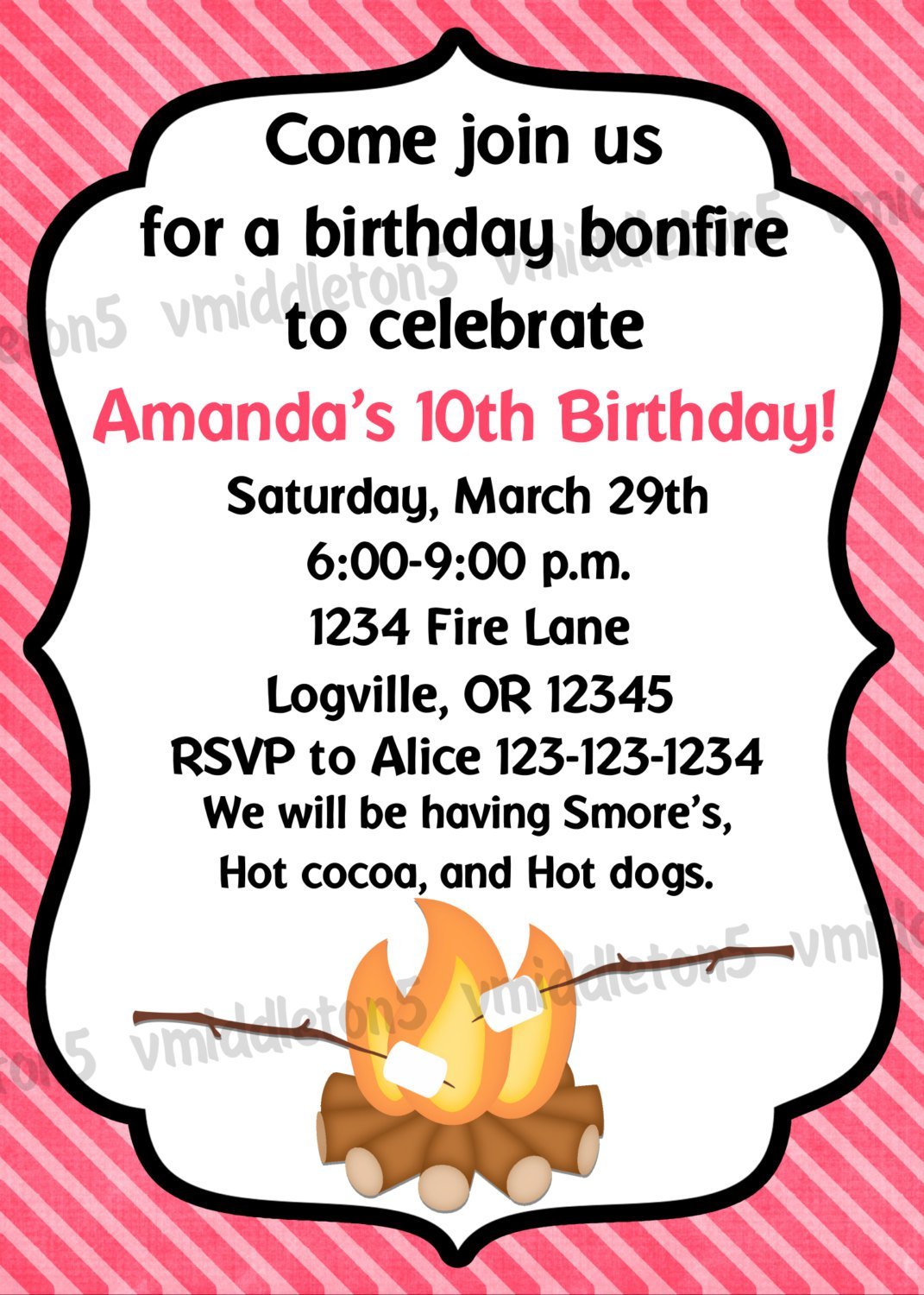 Bonfire Invitation Wording