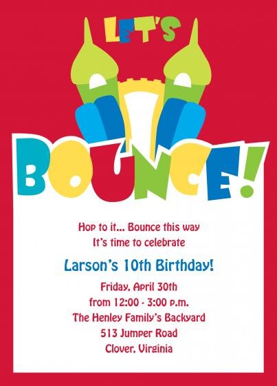 Bounce House Birthday Party Invitation Wording