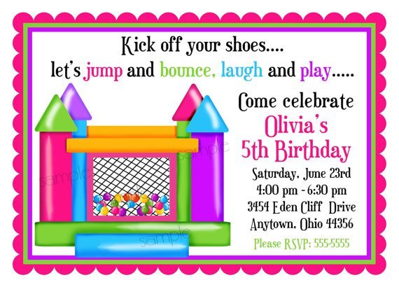 Bounce House Invitation Wording 1