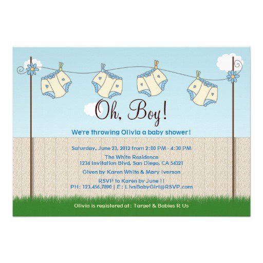 Boy Clothesline Shower Invitation
