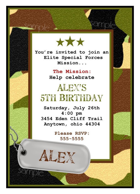 Boys Camo Birthday Invitations