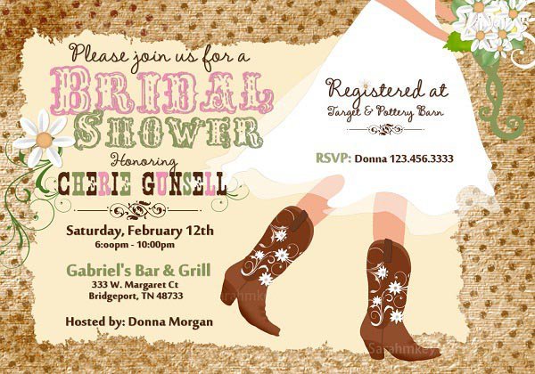 Bridal Shower Invitations Cowboy