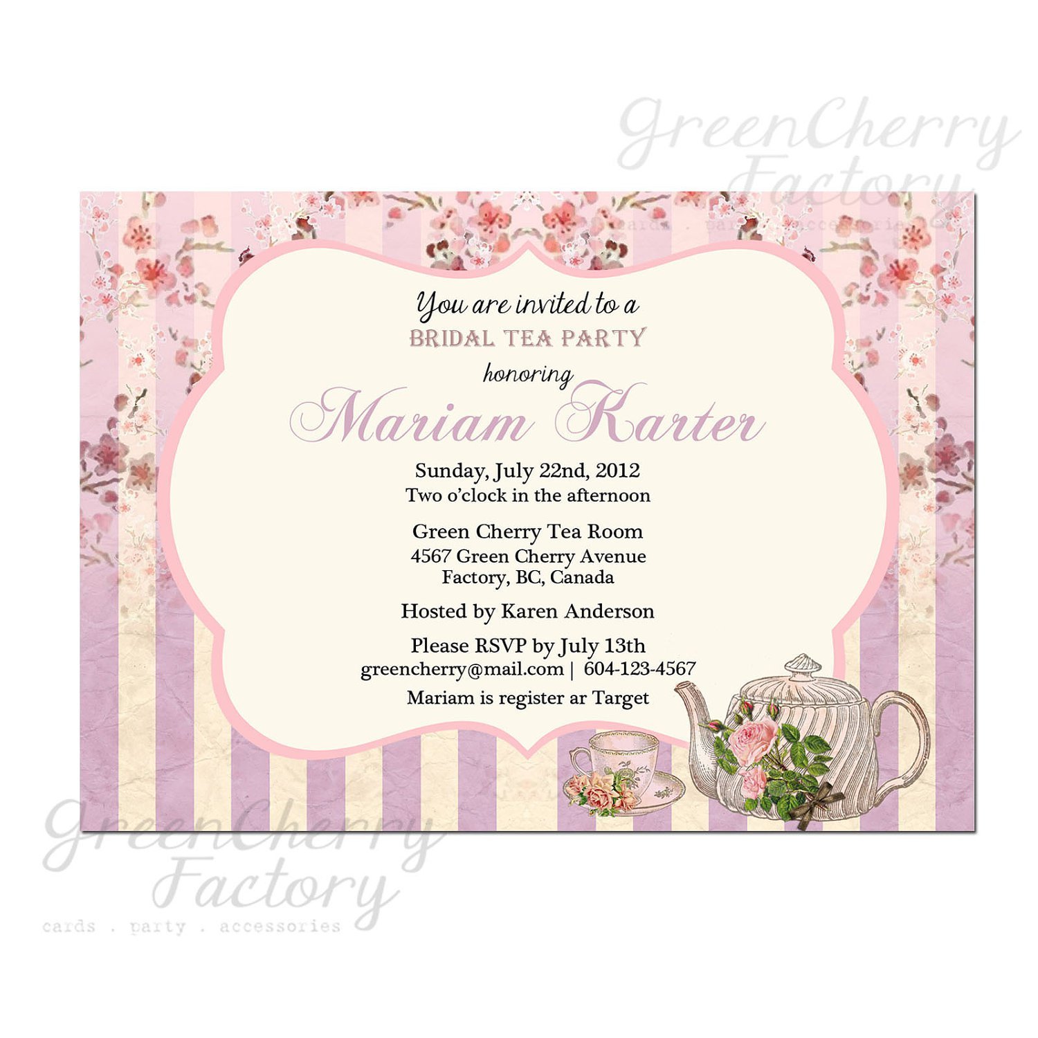 Bridal Tea Invitations Template