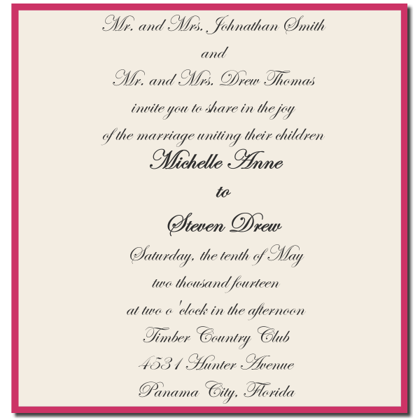 Bride And Groom Wedding Invitation Wording