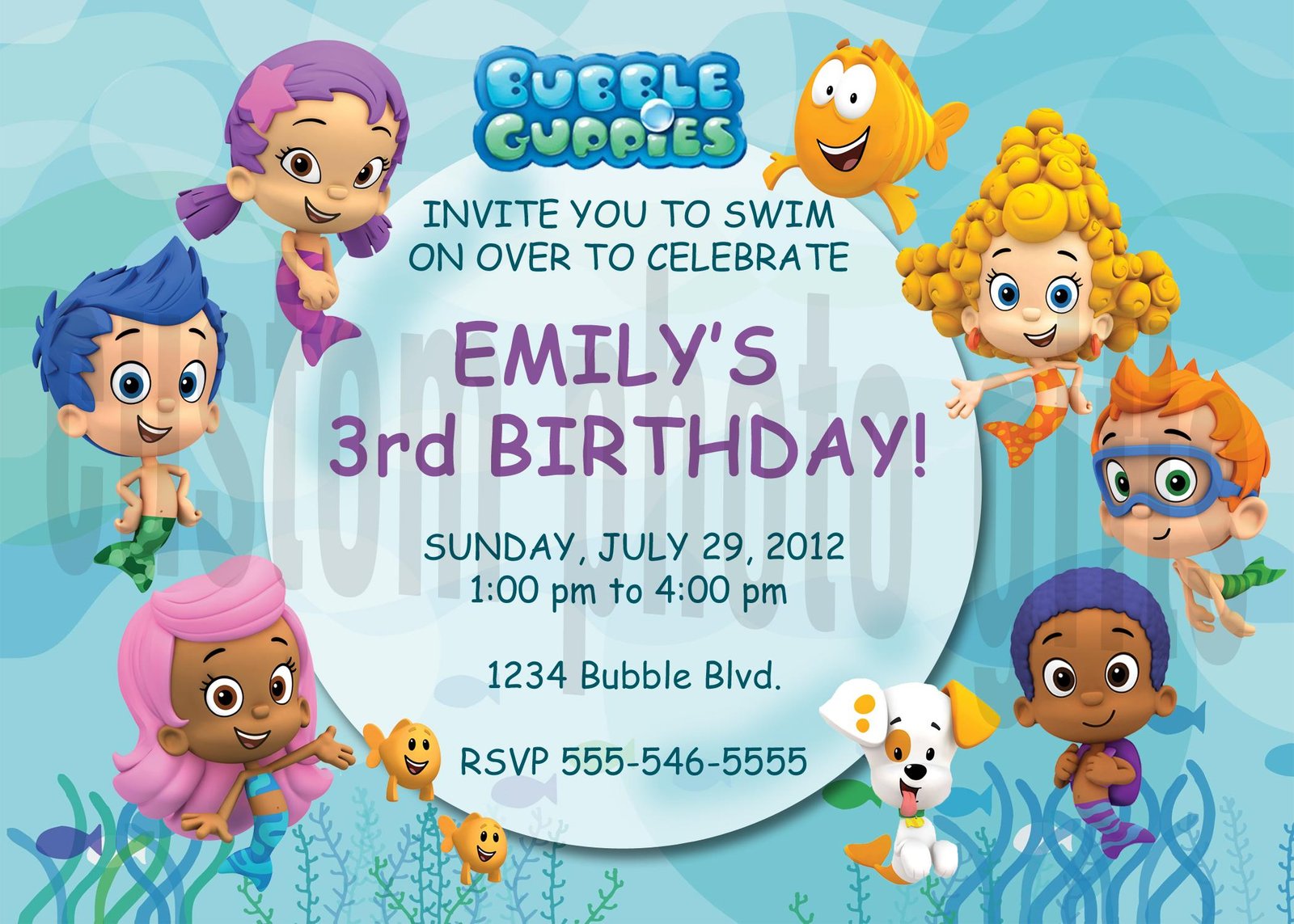 Bubble Guppies Birthday Invitations