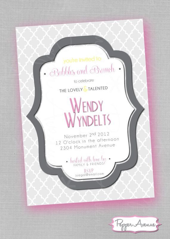 Bubbles And Brunch Bridal Shower Invitations