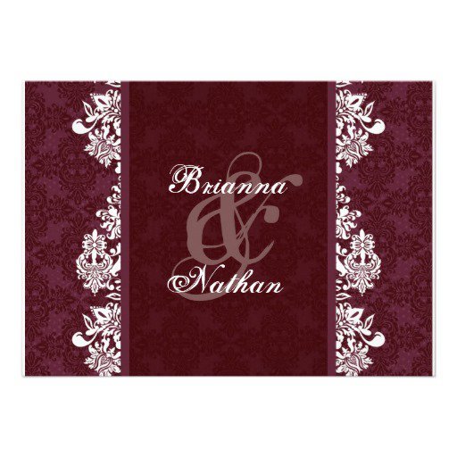 Burgundy Damask Invitation