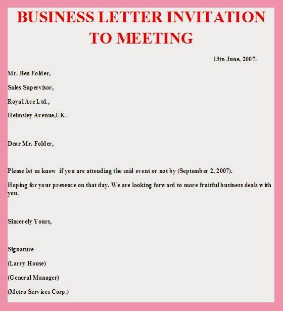 Business Meeting Invitation Sample