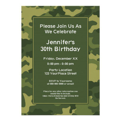 Camo Birthday Party Invitations