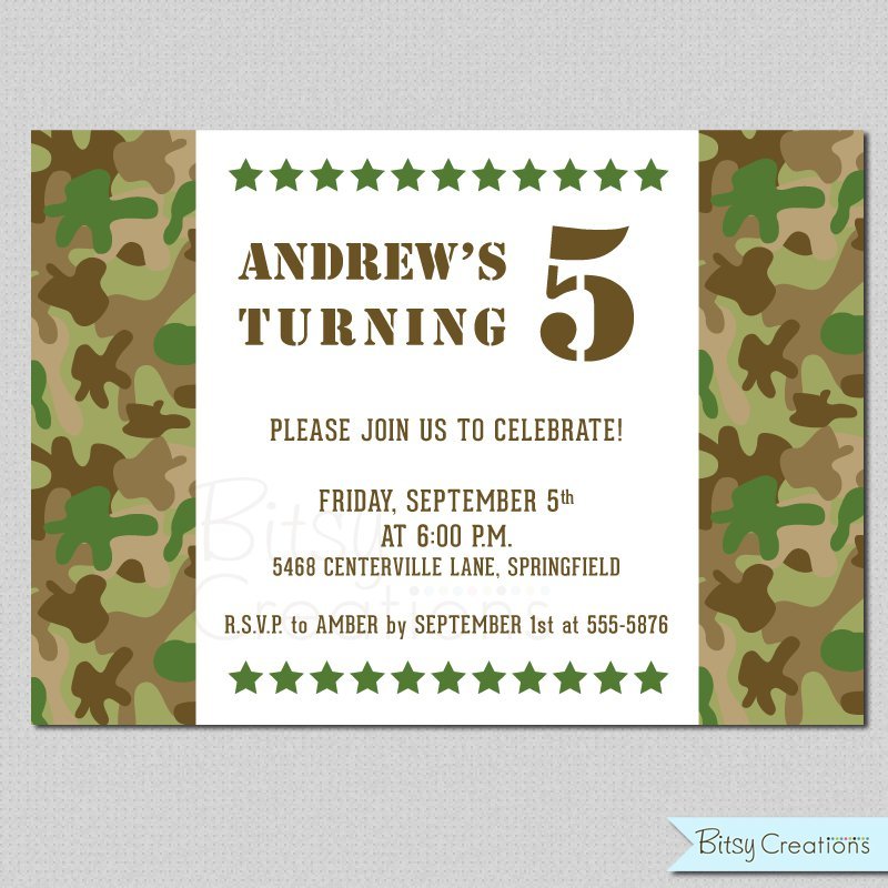 Camo Party Invitations