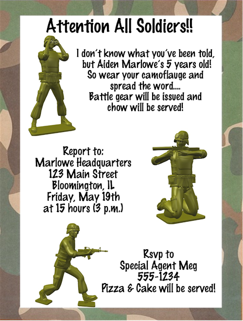 Camouflage Birthday Party Invitations