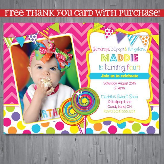 Candyland Birthday Invitations